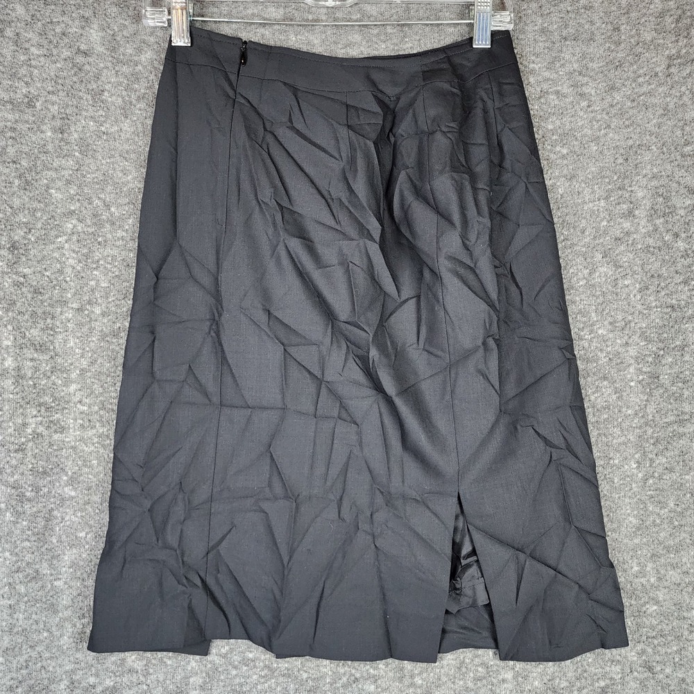 Escada Pencil Skirt Womens 38 Black Virgin Wool Silk Saks Fifth Avenue Exclusive